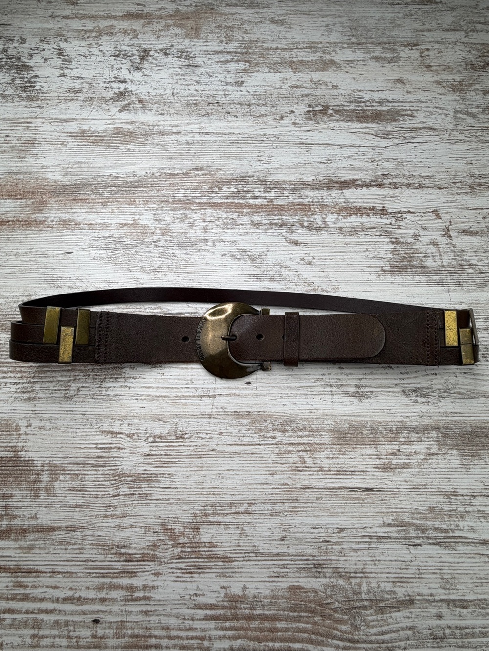 RARE Armani Jeans Brown Leather Belt sz 102 GUC Vintage possibly appx 32"-36" L